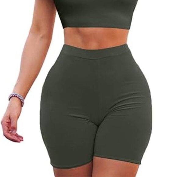 XL Bodycon Shorts 2 Piece Set Green - Picture 5 of 13